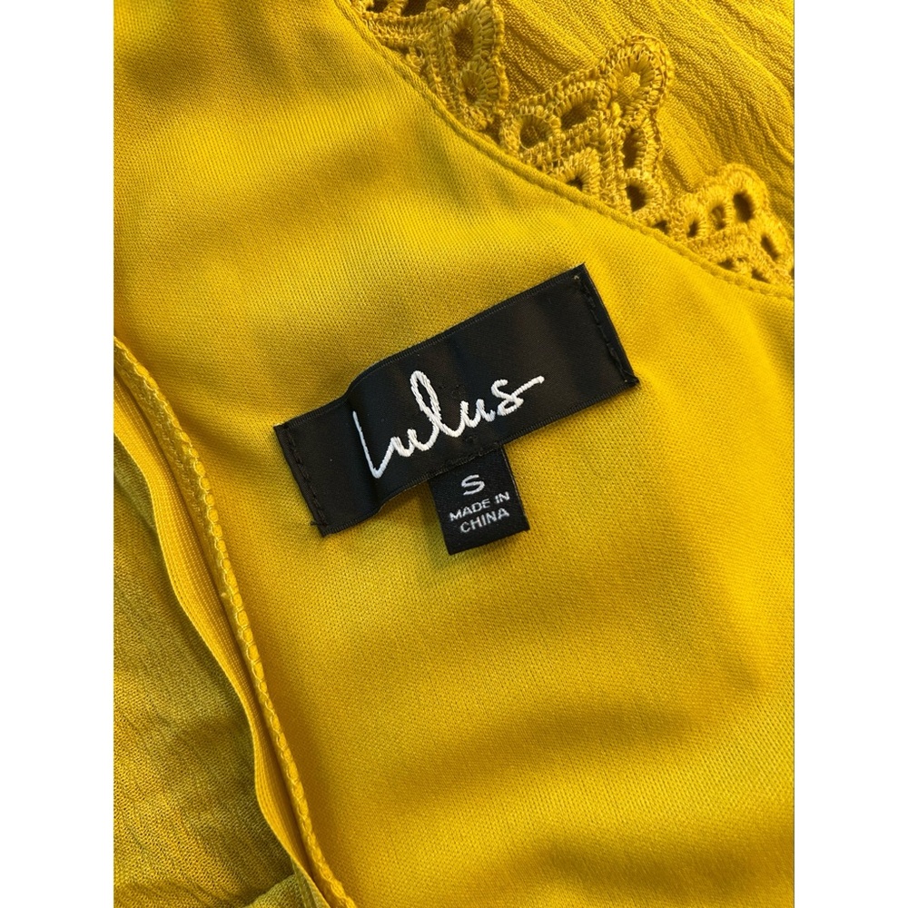Lulus Size Small This is Love Mustard Yellow Lace Maxi Long Dress Gown Wedding - Picture 9 of 10